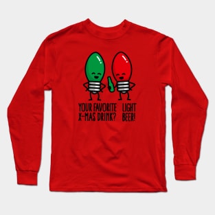 Funny Christmas lights pun X-mas drink light beer Long Sleeve T-Shirt